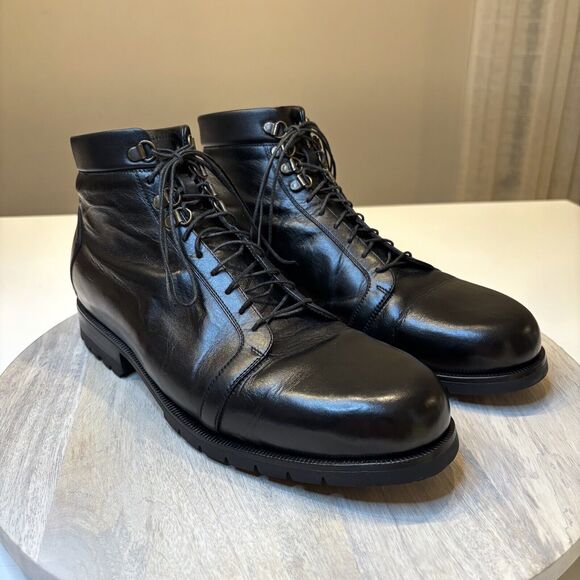RARE‎ Oliver Moore Men\'s Handmade Black Fine Leather Boots US Size 10 main image 5